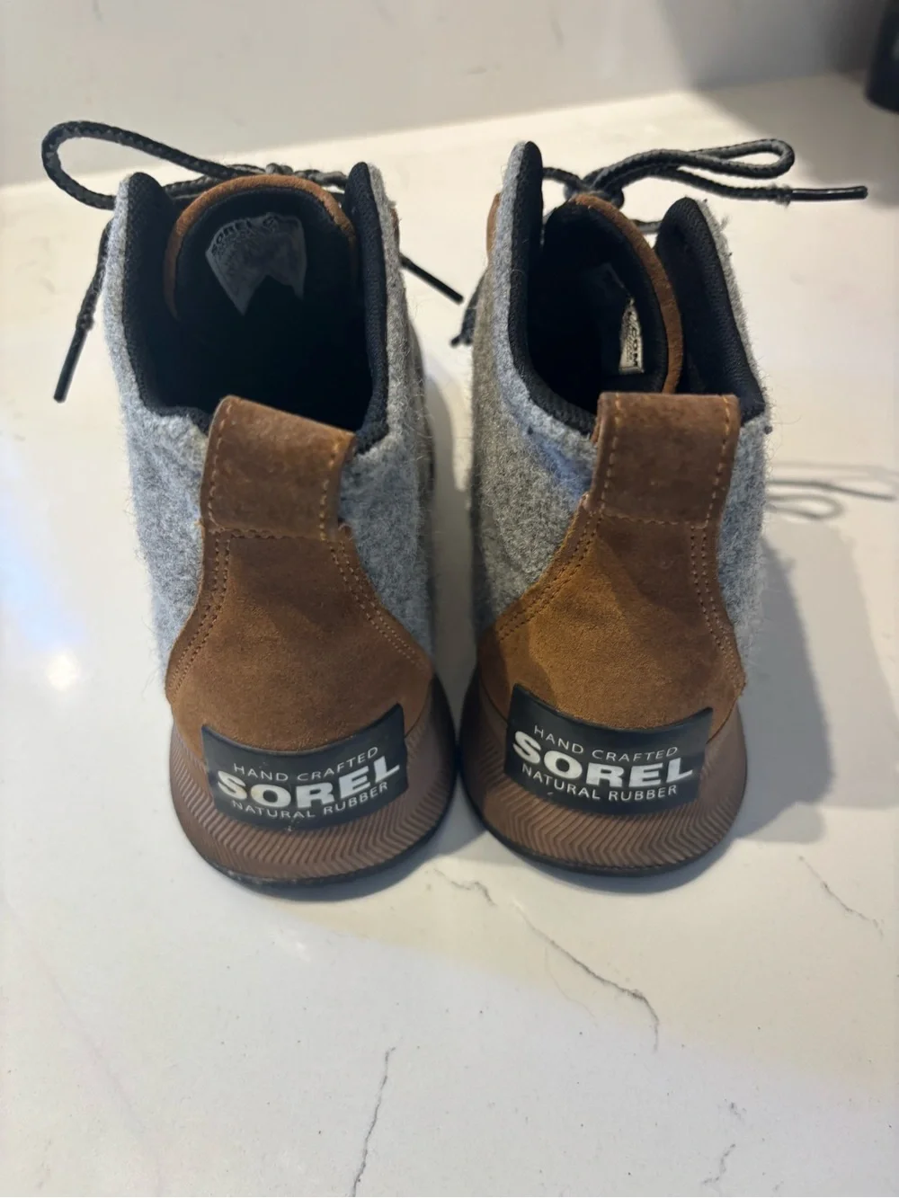 Sorel Women’s Gray Wool & Brown Suede Lace-Up Boots